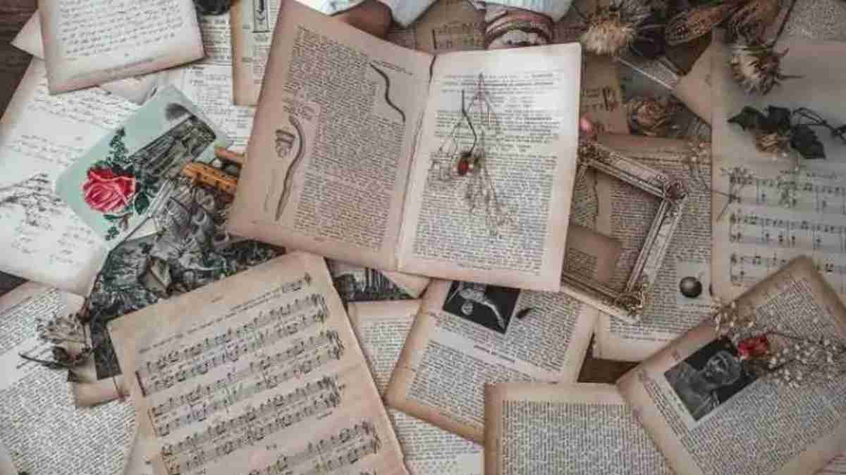 poems about hope, scattered pages and dried flowers